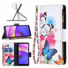 For Motorola Moto E40 / E30 Colored Drawing Pattern Zipper Leather Phone Case(Two Butterflies) - 1