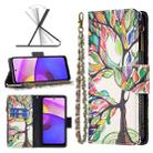 For Motorola Moto E40 / E30 Colored Drawing Pattern Zipper Leather Phone Case(Big Tre) - 1