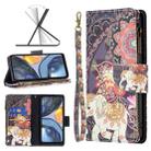 For Motorola Moto G22 Colored Drawing Pattern Zipper Leather Phone Case(Flower Elephants) - 1