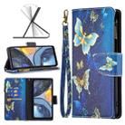 For Motorola Moto G22 Colored Drawing Pattern Zipper Leather Phone Case(Gold Butterfly) - 1