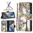 For Motorola Moto G22 Colored Drawing Pattern Zipper Leather Phone Case(Big Tre) - 1