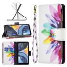 For Motorola Moto G22 Colored Drawing Pattern Zipper Leather Phone Case(Sun Flower) - 1