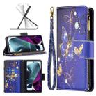 For Motorola Moto G200 5G / Edge S30 5G Colored Drawing Pattern Zipper Leather Phone Case(Purple Butterfly) - 1