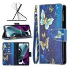 For Motorola Moto G200 5G / Edge S30 5G Colored Drawing Pattern Zipper Leather Phone Case(Gold Butterfly) - 1