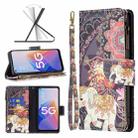For OPPO A96 5G Colored Drawing Pattern Zipper Leather Phone Case(Flower Elephants) - 1