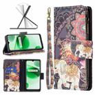 For OPPO Realme C35 Colored Drawing Pattern Zipper Leather Phone Case(Flower Elephants) - 1