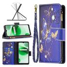 For OPPO Realme C35 Colored Drawing Pattern Zipper Leather Phone Case(Purple Butterfly) - 1