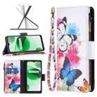 For OPPO Realme C35 Colored Drawing Pattern Zipper Leather Phone Case(Two Butterflies) - 1