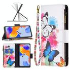 For Xiaomi Redmi Note 11 Pro International Colored Drawing Pattern Zipper Leather Phone Case(Two Butterflies) - 1