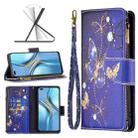 For Honor X20 Colored Drawing Pattern Zipper Leather Phone Case(Purple Butterfly) - 1