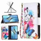 For Honor X20 Colored Drawing Pattern Zipper Leather Phone Case(Two Butterflies) - 1
