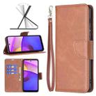 For Motorola Moto E40 / E30 Lambskin Texture Pure Color Leather Phone Case(Brown) - 1