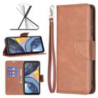 For Motorola Moto G22 Lambskin Texture Pure Color Leather Phone Case(Brown) - 1