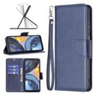 For Motorola Moto G22 Lambskin Texture Pure Color Leather Phone Case(Blue) - 1