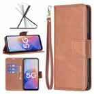 For OPPO A96 5G Lambskin Texture Pure Color Leather Phone Case(Brown) - 1