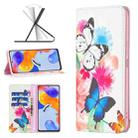 For Xiaomi Redmi Note 11 Pro International Colored Drawing Invisible Magnetic Leather Phone Case(Two Butterflies) - 1