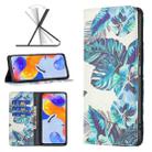 For Xiaomi Redmi Note 11 Pro International Colored Drawing Invisible Magnetic Leather Phone Case(Blue Leaves) - 1