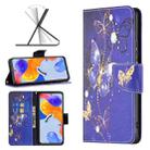 For Xiaomi Redmi Note 11 Pro International Colored Drawing Leather Phone Case(Purple Butterfly) - 1