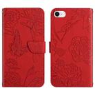 For iPhone SE 2022 / SE 2020 / 8 / 7 Skin Feel Butterfly Peony Embossed Leather Phone Case(Red) - 1