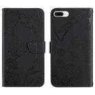 Skin Feel Butterfly Peony Embossed Leather Phone Case For iPhone 8 Plus / 7 Plus(Black) - 1