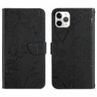 For iPhone 11 Pro Max Skin Feel Butterfly Peony Embossed Leather Phone Case (Black) - 1