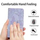 For iPhone 12 Pro Max Skin Feel Butterfly Peony Embossed Leather Phone Case(Purple) - 5