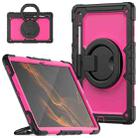 For Samsung Galaxy Tab S8 Ultra Shoulder Strap Silicone + PC Tablet Case(Black Rose Red) - 1