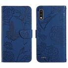 For LG K22 Skin Feel Butterfly Peony Embossed Leather Phone Case(Blue) - 1