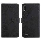 For LG K22 Skin Feel Butterfly Peony Embossed Leather Phone Case(Black) - 1