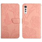 For LG Velvet 2 Pro Skin Feel Butterfly Peony Embossed Leather Phone Case(Pink) - 1