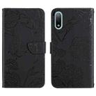 For Sony Xperia ACE II Skin Feel Butterfly Peony Embossed Leather Phone Case(Black) - 1