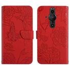 For Sony Xperia Pro-I Skin Feel Butterfly Peony Embossed Leather Phone Case(Red) - 1