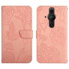 For Sony Xperia Pro-I Skin Feel Butterfly Peony Embossed Leather Phone Case(Pink) - 1