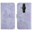 For Sony Xperia Pro-I Skin Feel Butterfly Peony Embossed Leather Phone Case(Purple) - 1