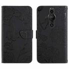 For Sony Xperia Pro-I Skin Feel Butterfly Peony Embossed Leather Phone Case(Black) - 1