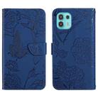 For Motorola Edge 20 Lite Skin Feel Butterfly Peony Embossed Leather Phone Case(Blue) - 1