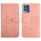 For Motorola Edge S Skin Feel Butterfly Peony Embossed Leather Phone Case(Pink) - 1