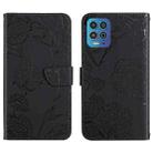 For Motorola Edge S Skin Feel Butterfly Peony Embossed Leather Phone Case(Black) - 1