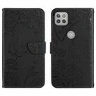 For Motorola Moto G 5G Skin Feel Butterfly Peony Embossed Leather Phone Case(Black) - 1
