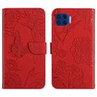 For Motorola Moto G 5G Plus Skin Feel Butterfly Peony Embossed Leather Phone Case(Red) - 1