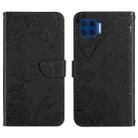 For Motorola Moto G 5G Plus Skin Feel Butterfly Peony Embossed Leather Phone Case(Black) - 1