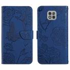 For Motorola Moto G Power 2021 Skin Feel Butterfly Peony Embossed Leather Phone Case(Blue) - 1