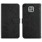 For Motorola Moto G Power 2021 Skin Feel Butterfly Peony Embossed Leather Phone Case(Black) - 1