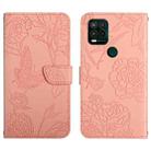 For Motorola Moto G Stylus 5G Skin Feel Butterfly Peony Embossed Leather Phone Case(Pink) - 1