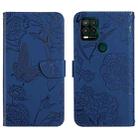 For Motorola Moto G Stylus 5G Skin Feel Butterfly Peony Embossed Leather Phone Case(Blue) - 1