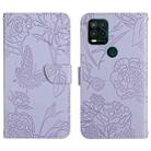 For Motorola Moto G Stylus 5G Skin Feel Butterfly Peony Embossed Leather Phone Case(Purple) - 1