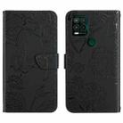 For Motorola Moto G Stylus 5G Skin Feel Butterfly Peony Embossed Leather Phone Case(Black) - 1