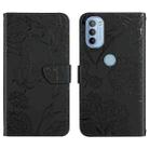 For Motorola Moto G31 / G41 Skin Feel Butterfly Peony Embossed Leather Phone Case(Black) - 1