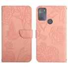 For Motorola Moto G50 Skin Feel Butterfly Peony Embossed Leather Phone Case(Pink) - 1