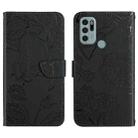 For Motorola Moto G60s Skin Feel Butterfly Peony Embossed Leather Phone Case(Black) - 1